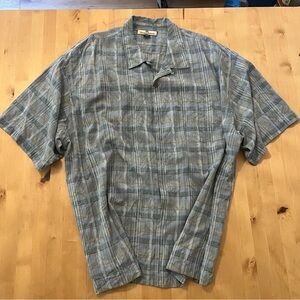 Tommy Bahama Gray and Blue Checkered Shirt